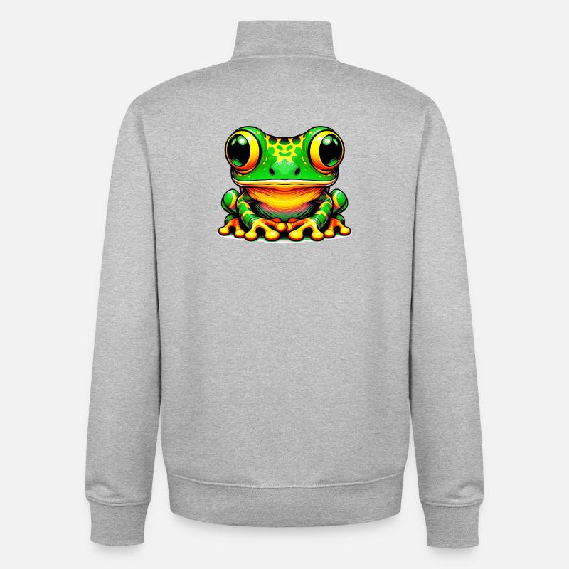 Frosch - Unisex Organic Zip Sweatshirt von Stanley/Stella - Grau meliert