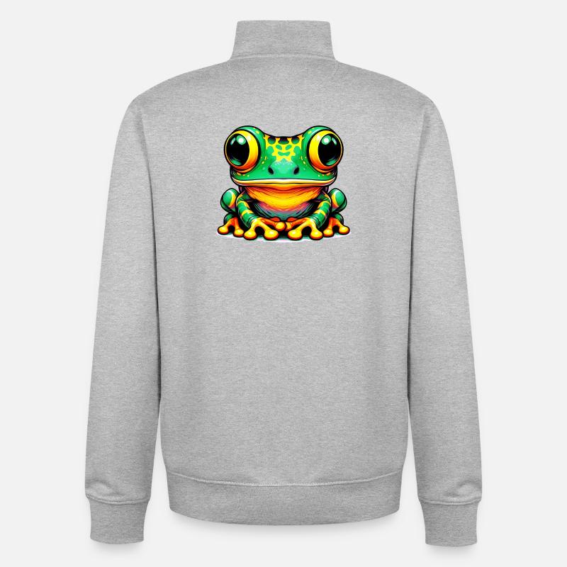 Frosch - Unisex Organic Zip Sweatshirt von Stanley/Stella - Grau meliert