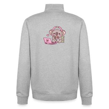 Cute Koala Eating Instant Noodles - Unisex Organic Zip Sweatshirt by Stanley/Stella - heather grey - Back - AI Model Male 185 light (185cm)