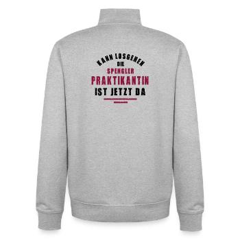 Praktikantin Spenglerin Praktikum Spenglerei - Unisex Organic Zip Sweatshirt von Stanley/Stella - Grau meliert - Hinten - AI Model Male 185 light (185cm)