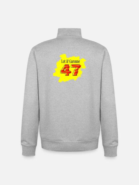 Map Lot et Garonne 47 - Unisex Organic Zip Sweatshirt by Stanley/Stella - heather grey