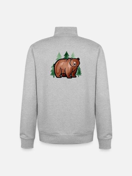 Waldbär in Aquarellstil - Unisex Organic Zip Sweatshirt von Stanley/Stella - Grau meliert