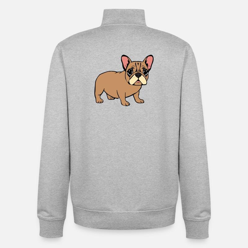 Bouledogue français - Sweat zippé unisexe en coton bio Stanley/Stella - gris chiné