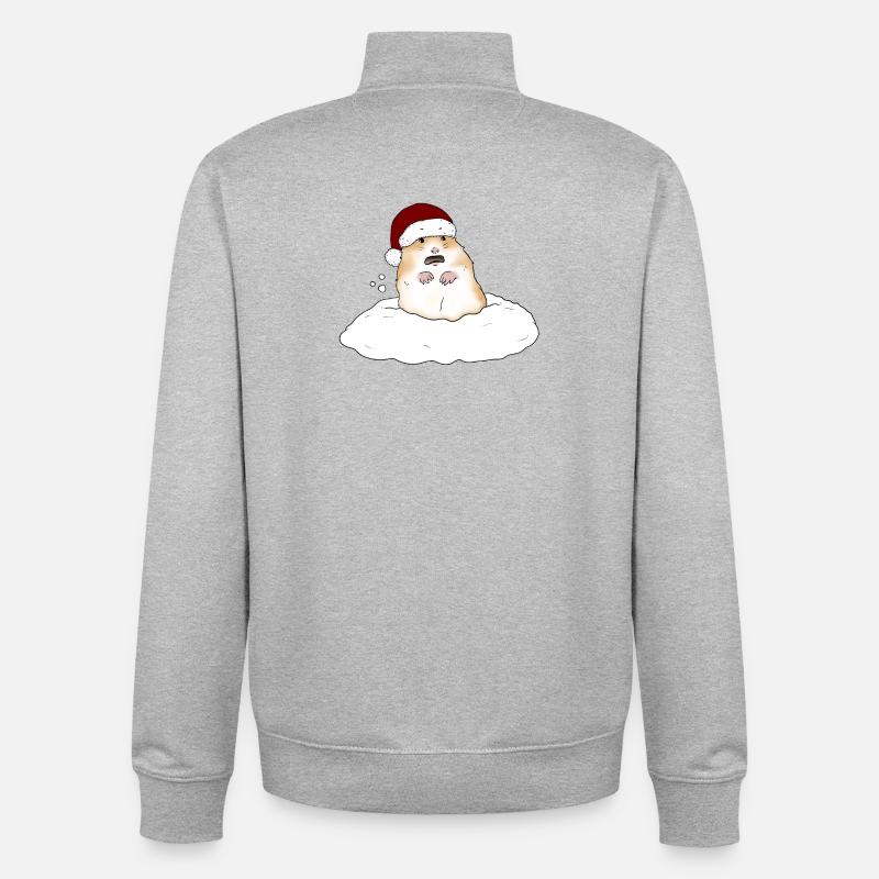 Hamster de Noël dans la neige - Sweat zippé unisexe en coton bio Stanley/Stella - gris chiné