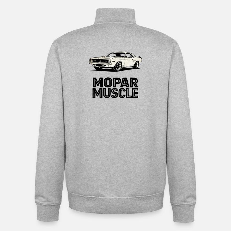 Mopar Muscle – Attraction rétro Line Art - Sweat zippé unisexe en coton bio Stanley/Stella - gris chiné