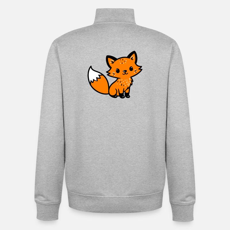 Fuchs Niedlich Comic - Unisex Organic Zip Sweatshirt von Stanley/Stella - Grau meliert