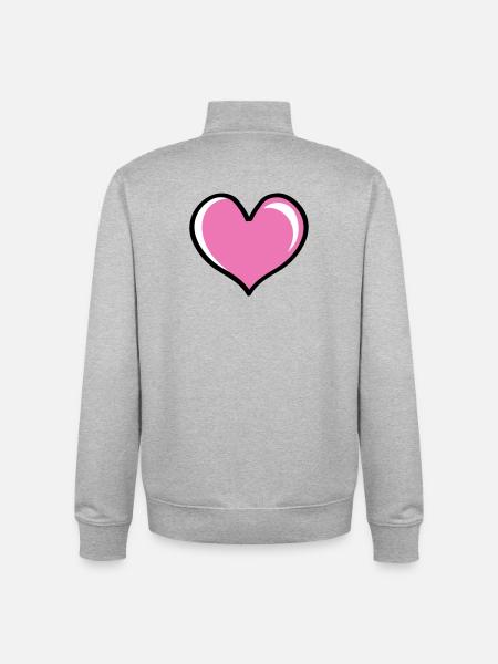 Heart Love - Unisex Organic Zip Sweatshirt by Stanley/Stella - heather grey