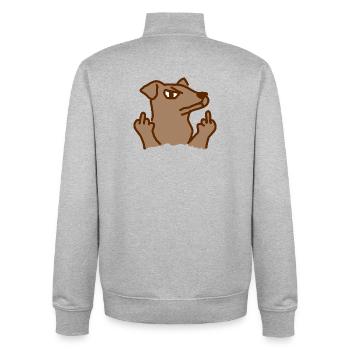 Hund zeigt den Mittelfinger - Unisex Organic Zip Sweatshirt von Stanley/Stella - Grau meliert - Hinten - AI Model Male 185 light (185cm)