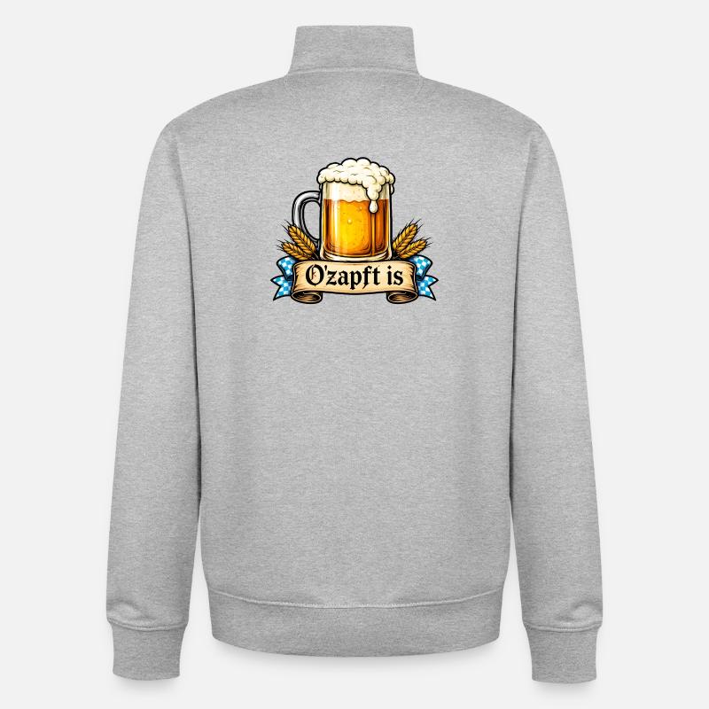 O'zapft is – Bayerischer Spruch - Unisex Organic Zip Sweatshirt von Stanley/Stella - Grau meliert