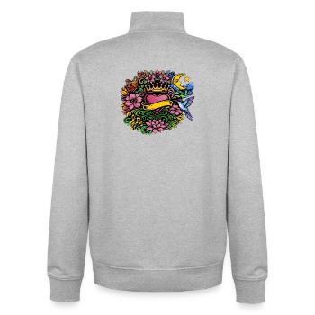 Herz Krone Blumen Kolibri Design - Unisex Organic Zip Sweatshirt von Stanley/Stella - Grau meliert - Hinten - AI Model Male 185 light (185cm)