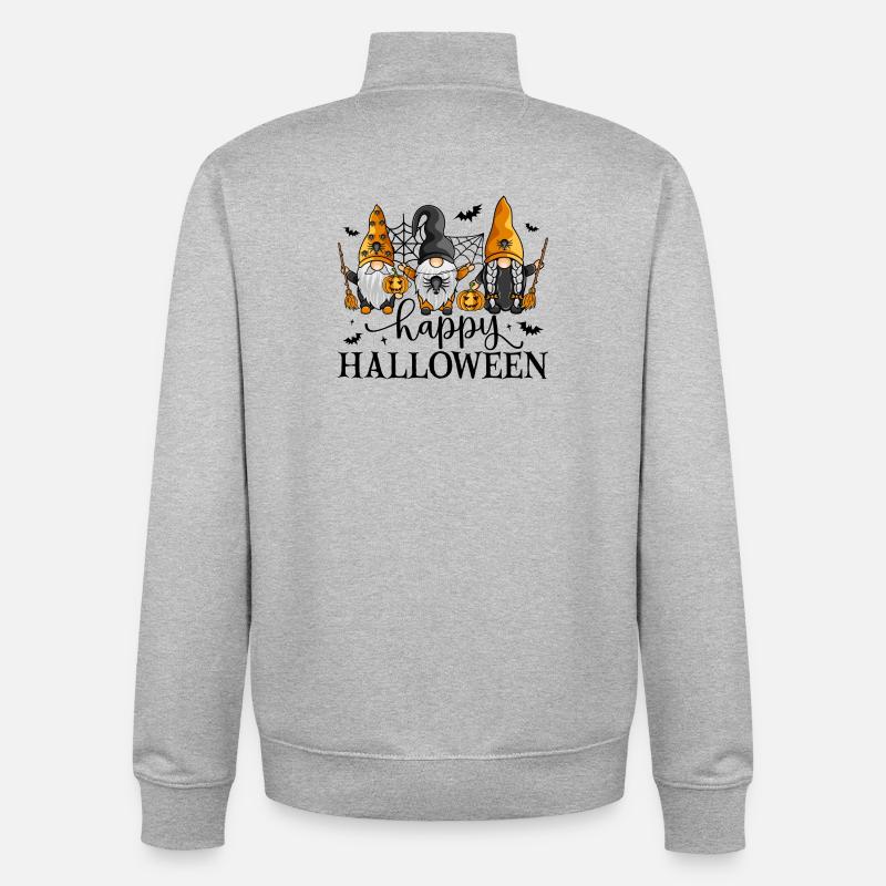 Frohe Halloween-Gnome - Unisex Organic Zip Sweatshirt von Stanley/Stella - Grau meliert