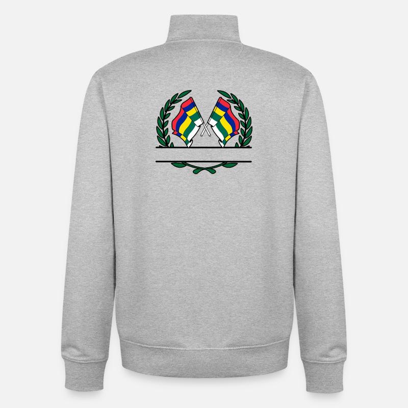 Terschelling Laurel Flags – Island Pride - Unisex Organic Zip Sweatshirt by Stanley/Stella - heather grey