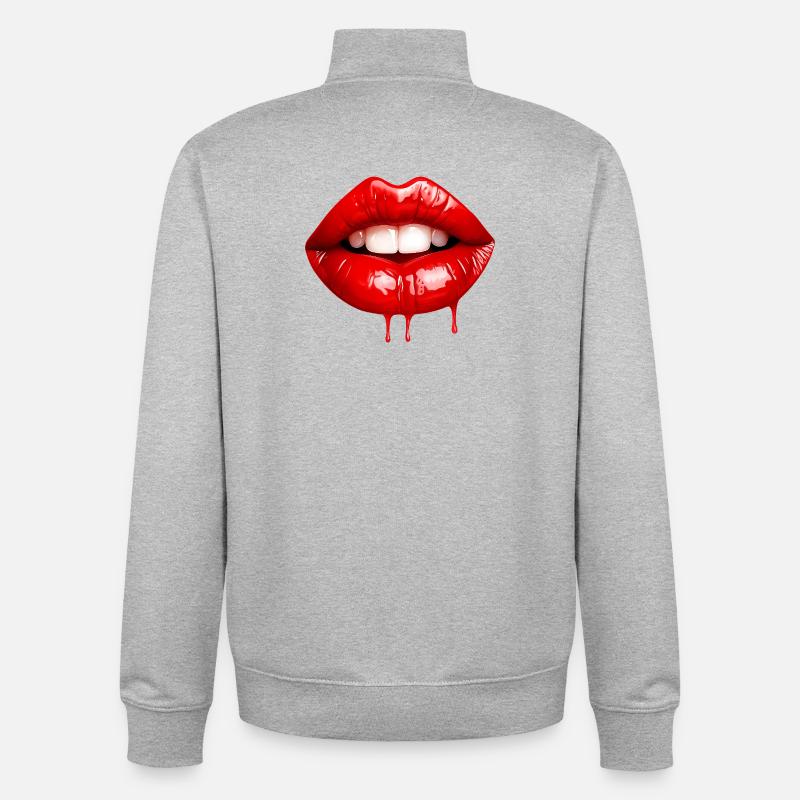 Lipps, Design #2 - Sweat zippé unisexe en coton bio Stanley/Stella - gris chiné