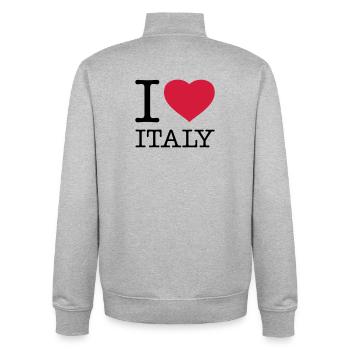 I LOVE ITALY Italien - Sweat zippé unisexe en coton bio Stanley/Stella - gris chiné - Dos - AI Model Male 185 light (185cm)