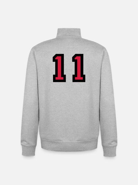 Le numéro 11 - numéro onze - Sweat zippé unisexe en coton bio Stanley/Stella - gris chiné
