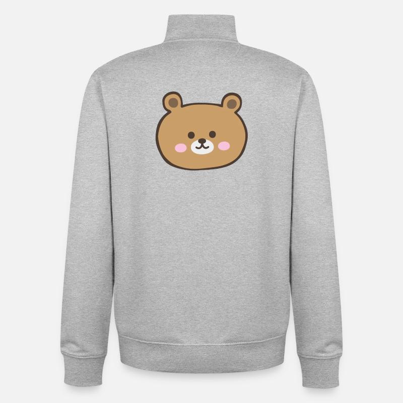 Visage d’ours - Sweat zippé unisexe en coton bio Stanley/Stella - gris chiné