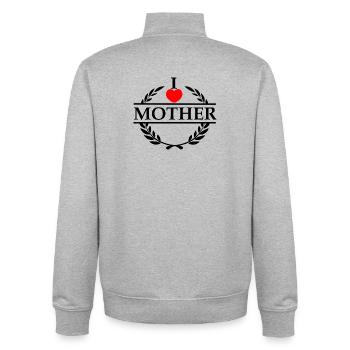 Laurel wreath I love mother in heart - Unisex Organic Zip Sweatshirt by Stanley/Stella - heather grey - Back - AI Model Male 185 light (185cm)