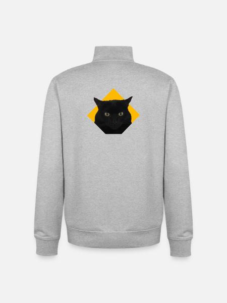 Black Cat Logo - Unisex Organic Zip Sweatshirt by Stanley/Stella - heather grey