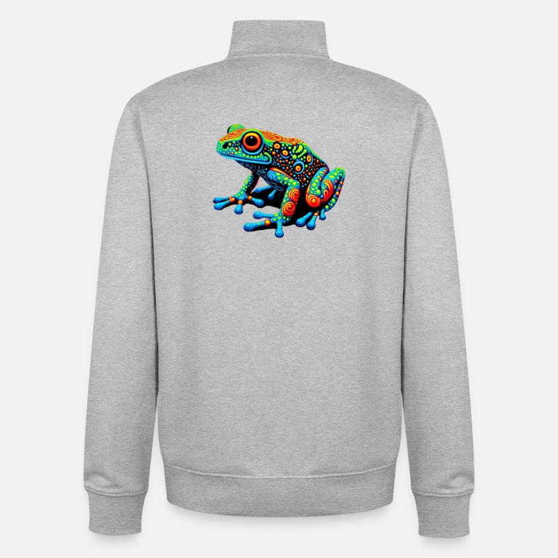 Grenouille - Sweat zippé unisexe en coton bio Stanley/Stella - gris chiné