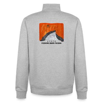 Kyoto, Red Torii, Fushimi Inari Taisha, Japan - Unisex Organic Zip Sweatshirt by Stanley/Stella - heather grey - Back - AI Model Male 185 light (185cm)