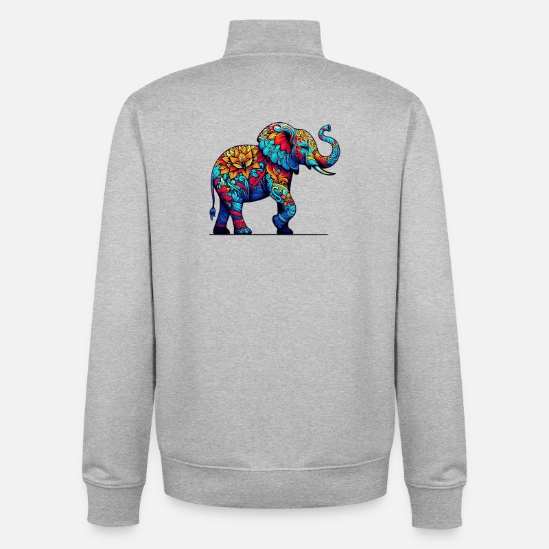 Elefant - Unisex Organic Zip Sweatshirt von Stanley/Stella - Grau meliert