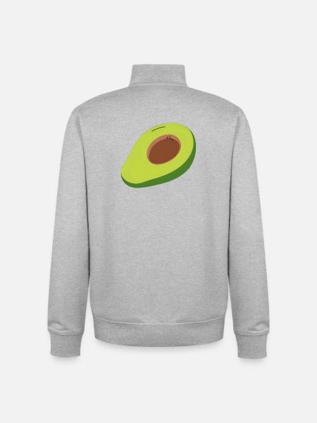 Avocado Halbschnitt Illustration - Unisex Organic Zip Sweatshirt by Stanley/Stella - heather grey