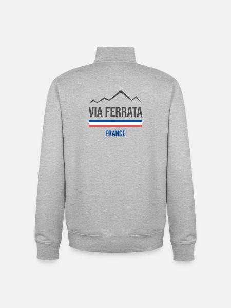 Via Ferrata France - Unisex Organic Zip Sweatshirt by Stanley/Stella - heather grey