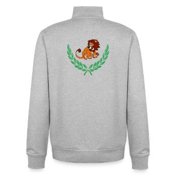 Löwe im grünen Lorbeerkranz – Herzlichen Glückwunsch - Unisex Organic Zip Sweatshirt von Stanley/Stella - Grau meliert - Hinten - AI Model Male 185 light (185cm)