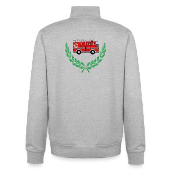 Feuerwehrauto im Lorbeerkranz - Unisex Organic Zip Sweatshirt von Stanley/Stella - Grau meliert - Hinten - AI Model Male 185 light (185cm)