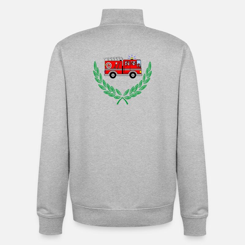 Fire engine in laurel wreath - Unisex Organic Zip Sweatshirt by Stanley/Stella - heather grey