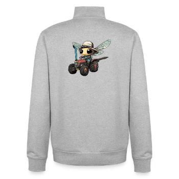 Libelle Traktor Farmer - Unisex Organic Zip Sweatshirt von Stanley/Stella - Grau meliert - Hinten - AI Model Male 185 light (185cm)
