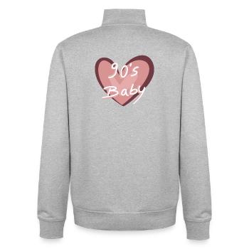 Écriture de cœur de bébé des années 90 - Sweat zippé unisexe en coton bio Stanley/Stella - gris chiné - Dos - AI Model Male 185 light (185cm)