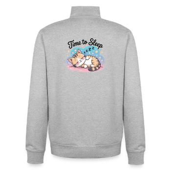 Cute Sleep Shirt Cat Time To Sleep - Unisex Organic Zip Sweatshirt by Stanley/Stella - heather grey - Back - AI Model Male 185 light (185cm)