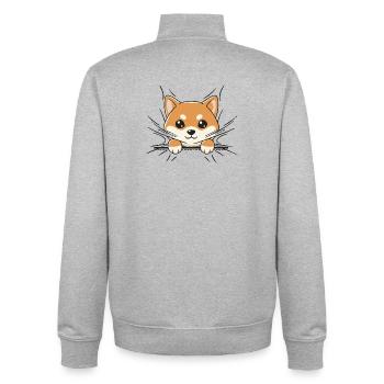Shiba Inu emerging kawaii - Unisex Organic Zip Sweatshirt by Stanley/Stella - heather grey - Back - AI Model Male 185 light (185cm)