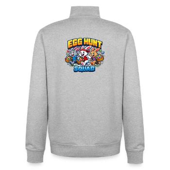 Œuf de Pâques de l’équipe Hunt aux Œufs pour enfants - Sweat zippé unisexe en coton bio Stanley/Stella - gris chiné - Dos - AI Model Male 185 light (185cm)