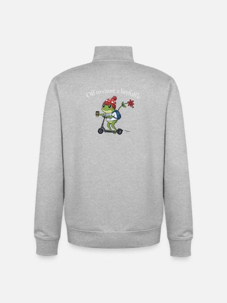 Frog on Tour Coffee Adventure - Unisex Organic Zip Sweatshirt by Stanley/Stella - heather grey