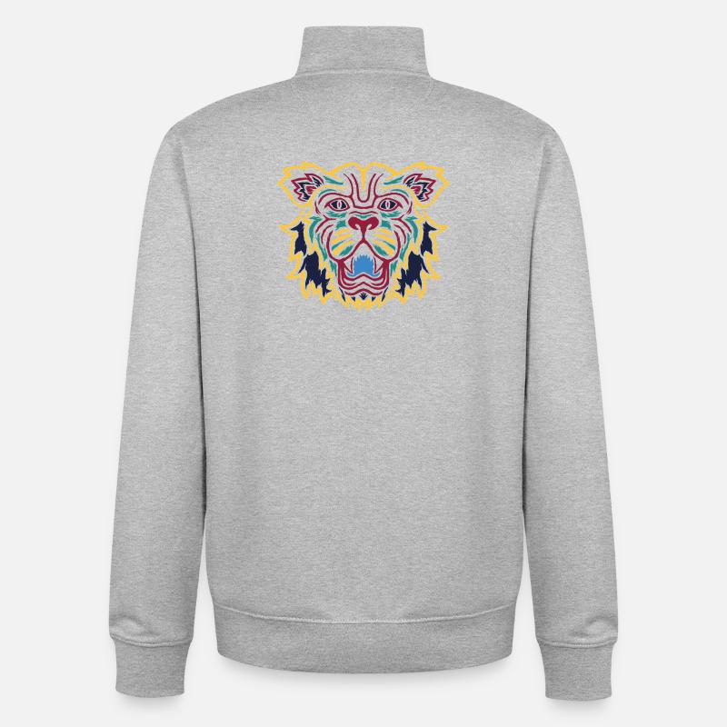 Bunter Tiger Blick Emblem - Unisex Organic Zip Sweatshirt von Stanley/Stella - Grau meliert