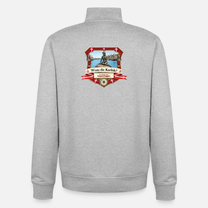 Wozu Karibik? Ich will nach Kopenhagen! - Unisex Organic Zip Sweatshirt von Stanley/Stella - Grau meliert