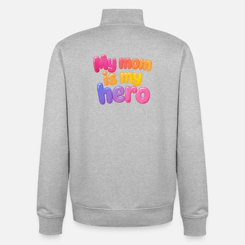 Ma mère est mon héroïne - Sweat zippé unisexe en coton bio Stanley/Stella - gris chiné