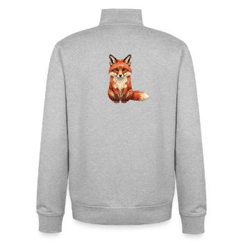 Fox Mosaic - Geometric for Forest Animals Fans - Unisex Organic Zip Sweatshirt by Stanley/Stella - heather grey - Back - AI Model Male 185 light (185cm)