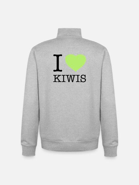 I LOVE KIWIS Kiwi - Unisex Organic Zip Sweatshirt by Stanley/Stella - heather grey