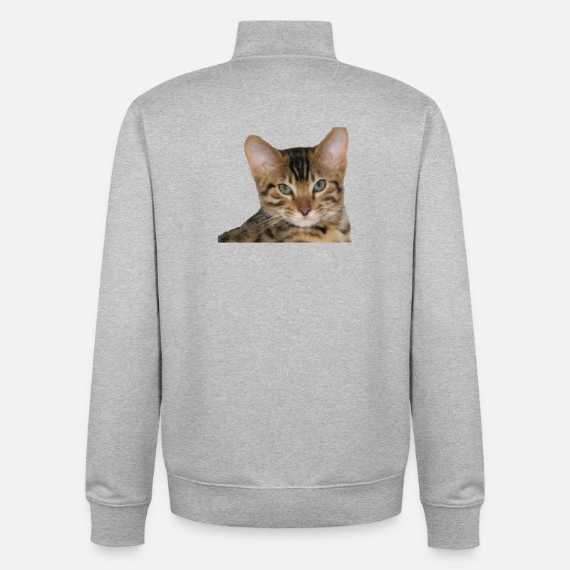 J’aime mon chat guépard - Sweat zippé unisexe en coton bio Stanley/Stella - gris chiné