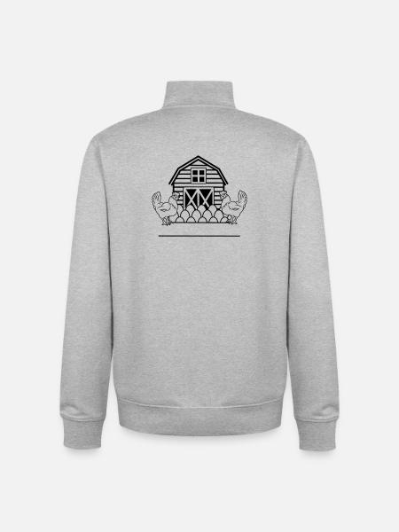 Chicken farm monogram with two chickens - Unisex Organic Zip Sweatshirt by Stanley/Stella - heather grey