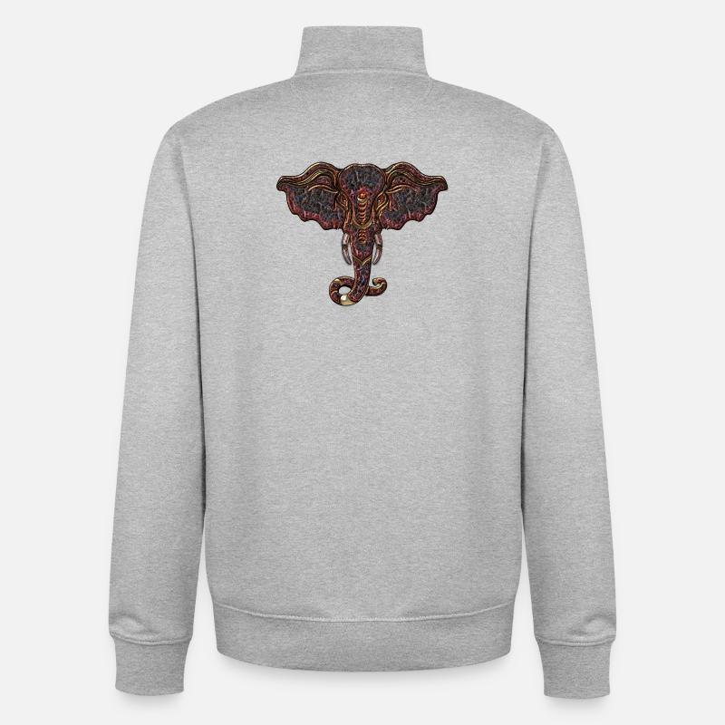 decorative elephant head - Unisex Organic Zip Sweatshirt by Stanley/Stella - heather grey
