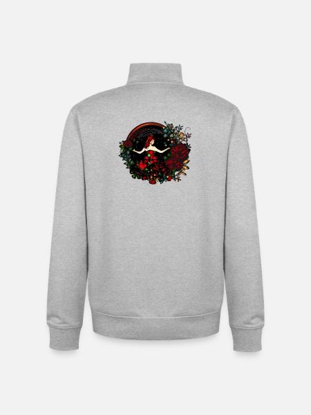 Prinsesse i haven om natten i jugendstil look - Stanley/Stella unisex sweatshirt med lynlås i økologisk - grå meleret