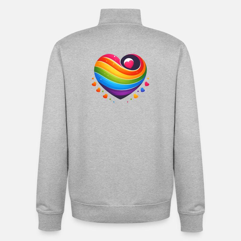Rainbow Heart - Unisex Organic Zip Sweatshirt von Stanley/Stella - Grau meliert