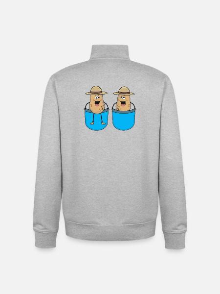 Påsar, Potatis, Grönsaker, Potatis Jordbrukare - Unisex sweatshirt med dragkedja i ekologisk bomull Stanley/Stella - gråmelerad