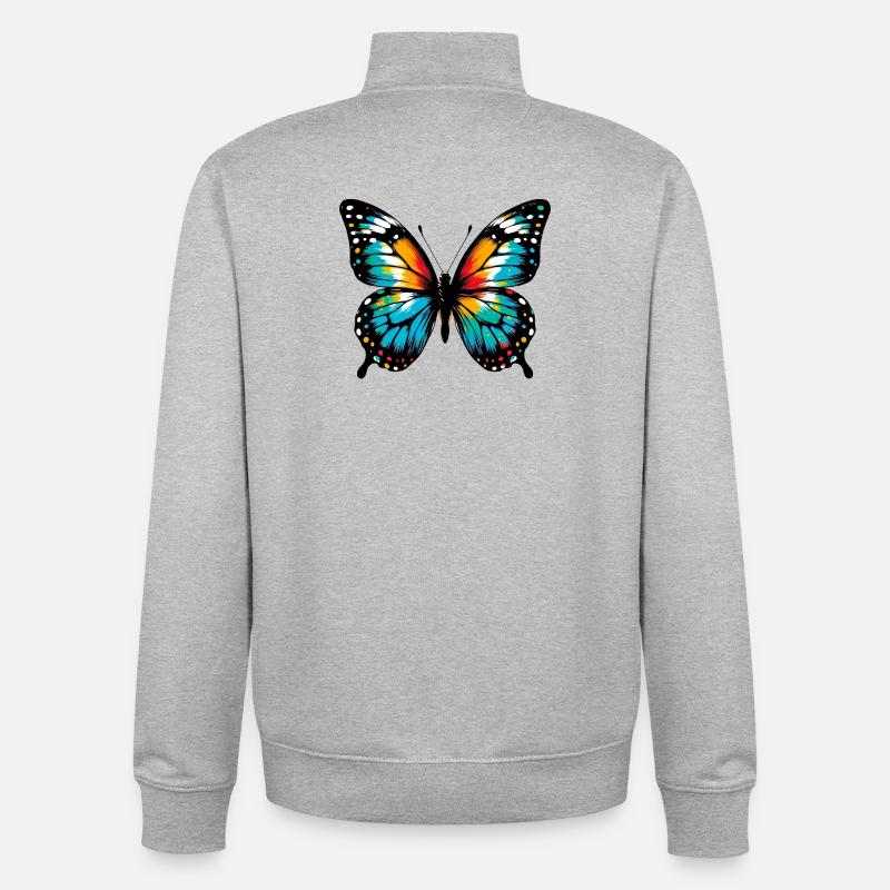 Papillon - Sweat zippé unisexe en coton bio Stanley/Stella - gris chiné