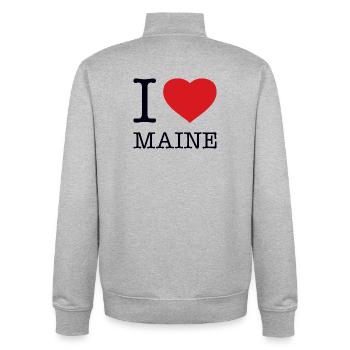 J’ADORE LE MAINE - Sweat zippé unisexe en coton bio Stanley/Stella - gris chiné - Dos - AI Model Male 185 light (185cm)