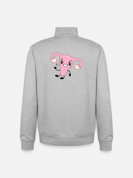Rosa Uterus Cartoon - Unisex Organic Zip Sweatshirt von Stanley/Stella - Grau meliert